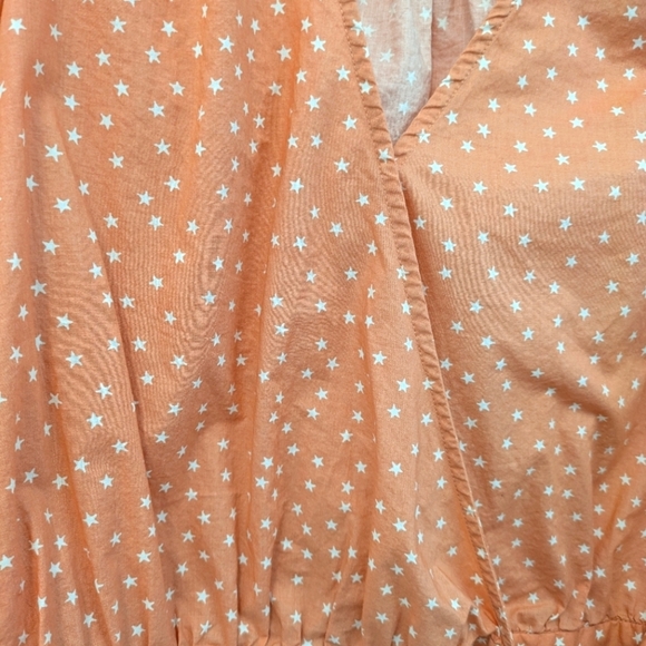 Madewell Peach/Coral Cotton Wrap Top Star Design sz XXS Preppy 4th Of July - Picture 9 of 13